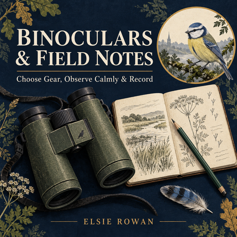 Cover of Binoculars & ; Field Notes, an AVENLORIS digital field guide.